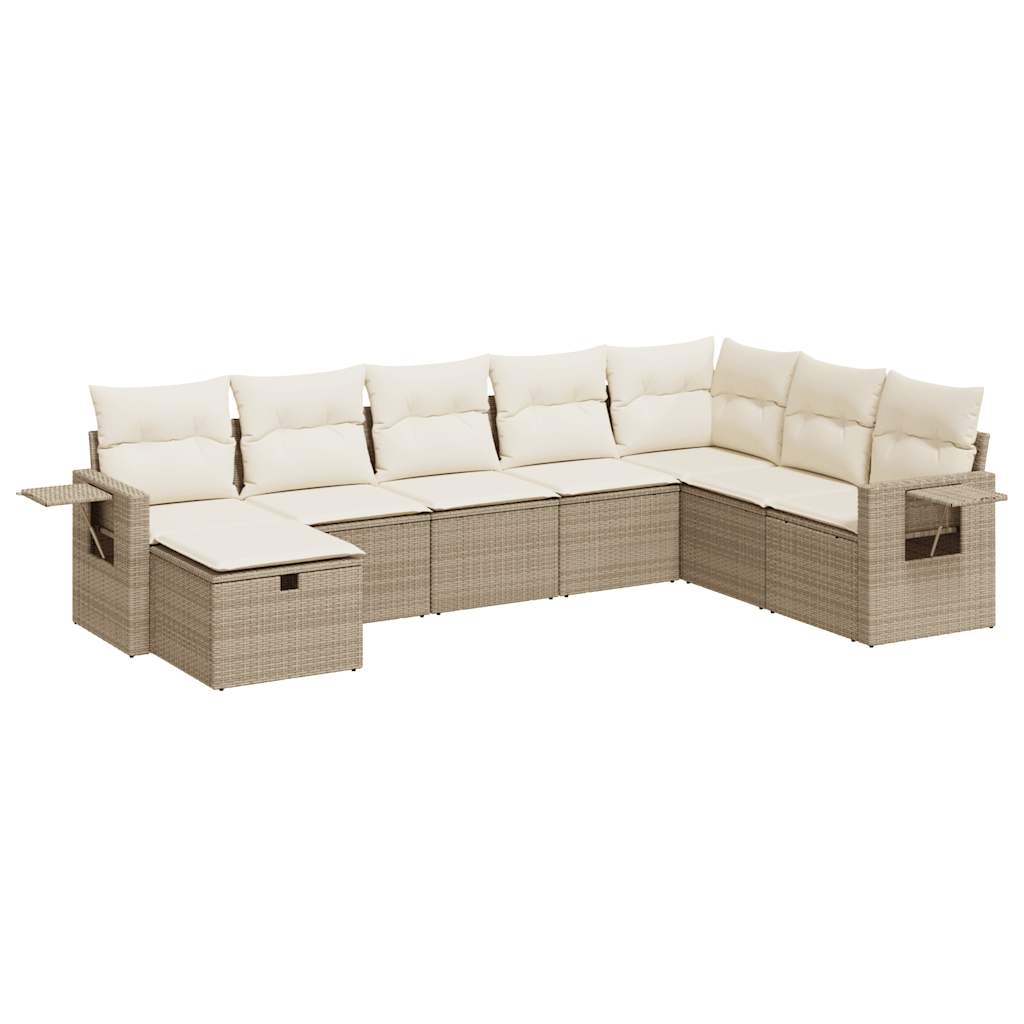8-delige Loungeset met kussens poly rattan beige is nu te koop bij PeponiXL, paradijselijk wonen!