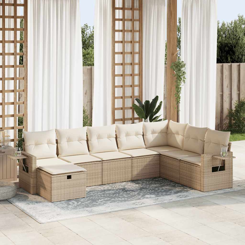 8-delige Loungeset met kussens poly rattan beige is nu te koop bij PeponiXL, paradijselijk wonen!