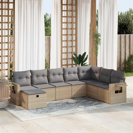 8-delige Loungeset met kussens poly rattan beige is nu te koop bij PeponiXL, paradijselijk wonen!