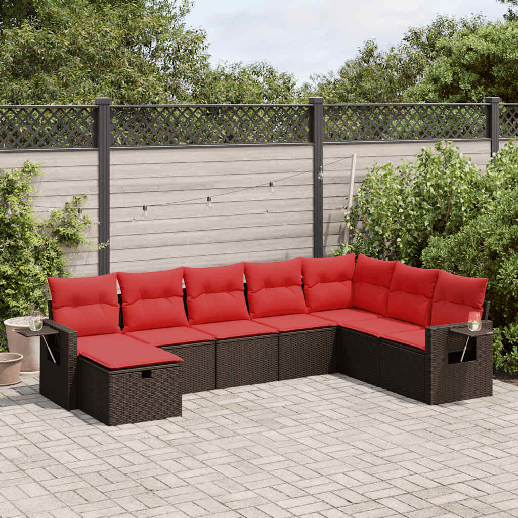 8-delige Loungeset met kussens poly rattan bruin is nu te koop bij PeponiXL, paradijselijk wonen!