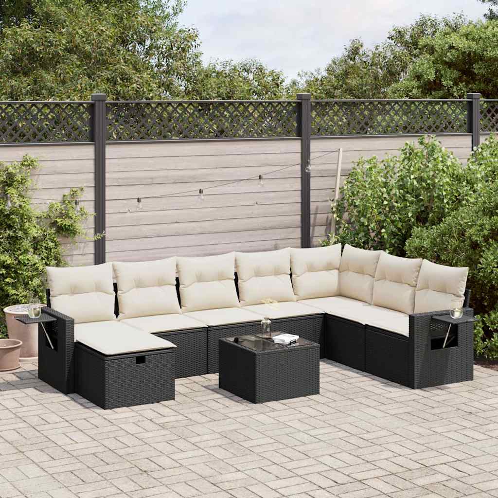 9-delige Loungeset met kussens poly rattan zwart is nu te koop bij PeponiXL, paradijselijk wonen!