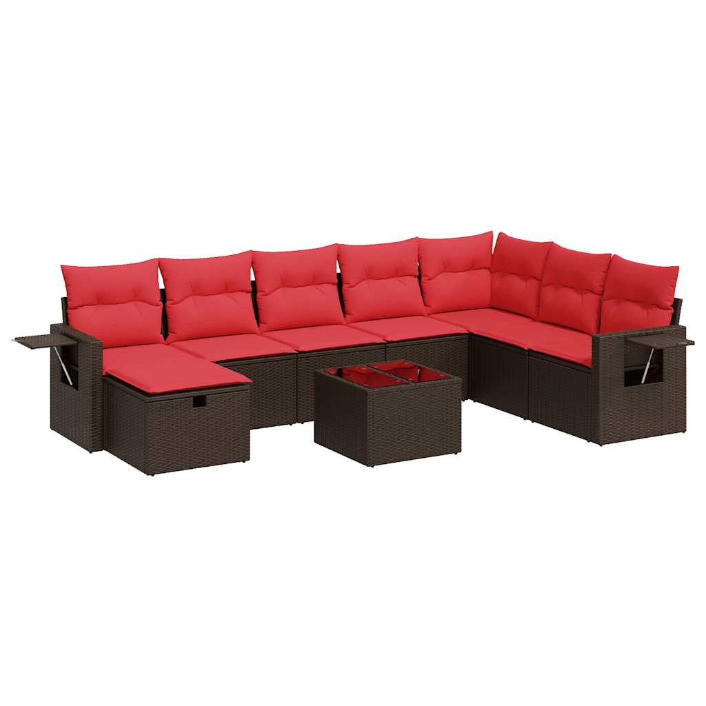 9-delige Loungeset met kussens poly rattan bruin is nu te koop bij PeponiXL, paradijselijk wonen!