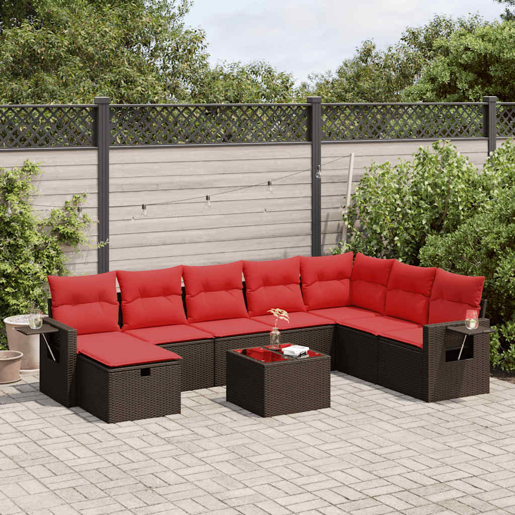 9-delige Loungeset met kussens poly rattan bruin is nu te koop bij PeponiXL, paradijselijk wonen!