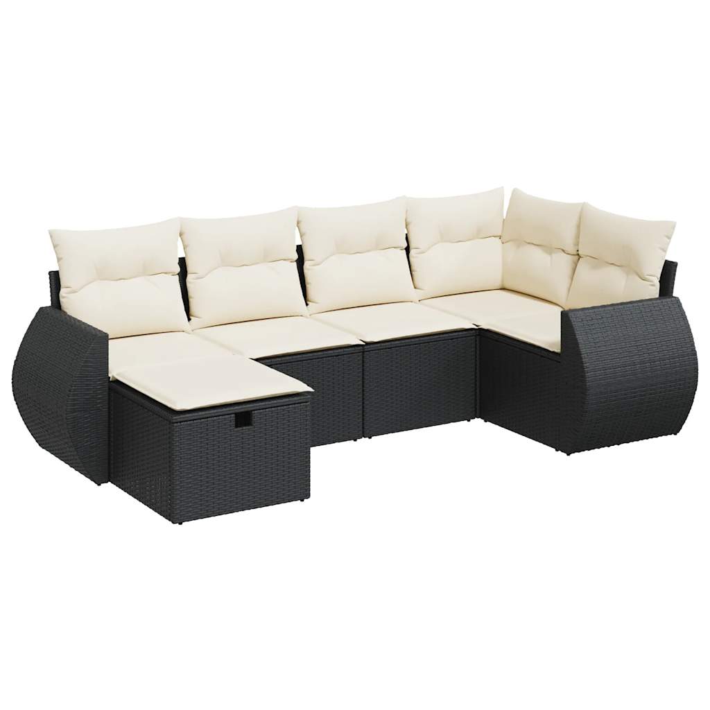 6-delige Loungeset met kussens poly rattan zwart is nu te koop bij PeponiXL, paradijselijk wonen!