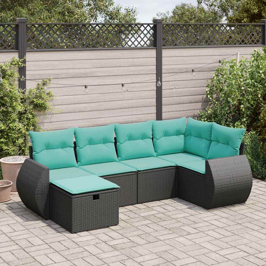 6-delige Loungeset met kussens poly rattan zwart is nu te koop bij PeponiXL, paradijselijk wonen!