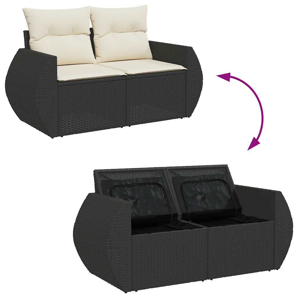 7-delige Loungeset met kussens poly rattan zwart is nu te koop bij PeponiXL, paradijselijk wonen!