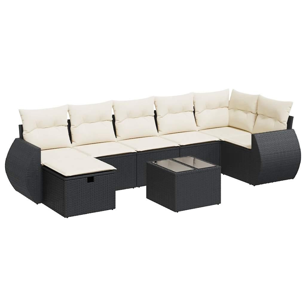 8-delige Loungeset met kussens poly rattan zwart is nu te koop bij PeponiXL, paradijselijk wonen!