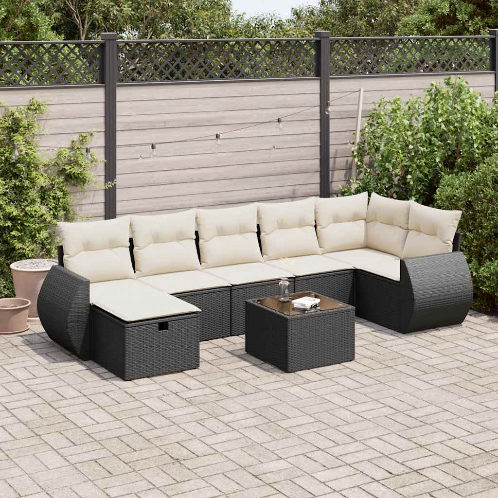 8-delige Loungeset met kussens poly rattan zwart is nu te koop bij PeponiXL, paradijselijk wonen!