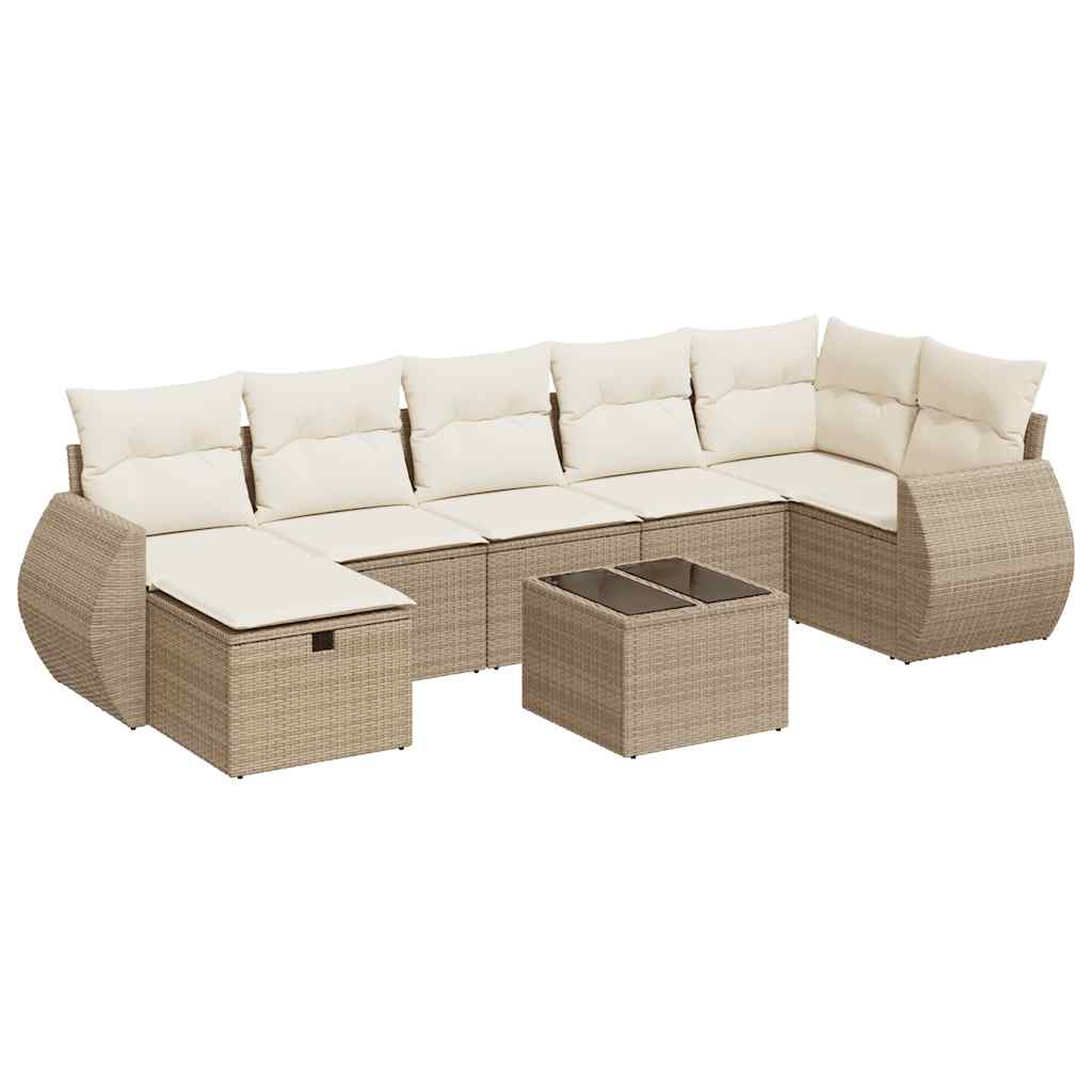 8-delige Loungeset met kussens poly rattan beige is nu te koop bij PeponiXL, paradijselijk wonen!