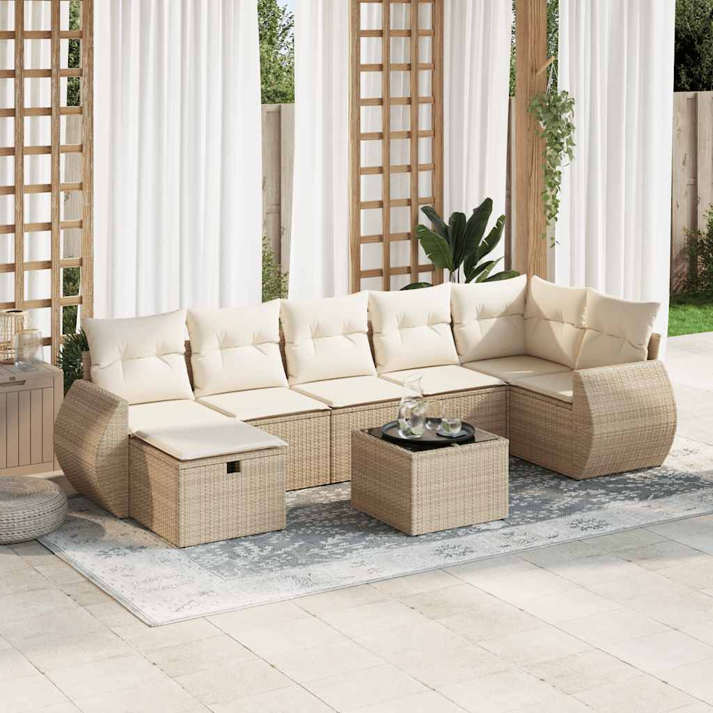 8-delige Loungeset met kussens poly rattan beige is nu te koop bij PeponiXL, paradijselijk wonen!