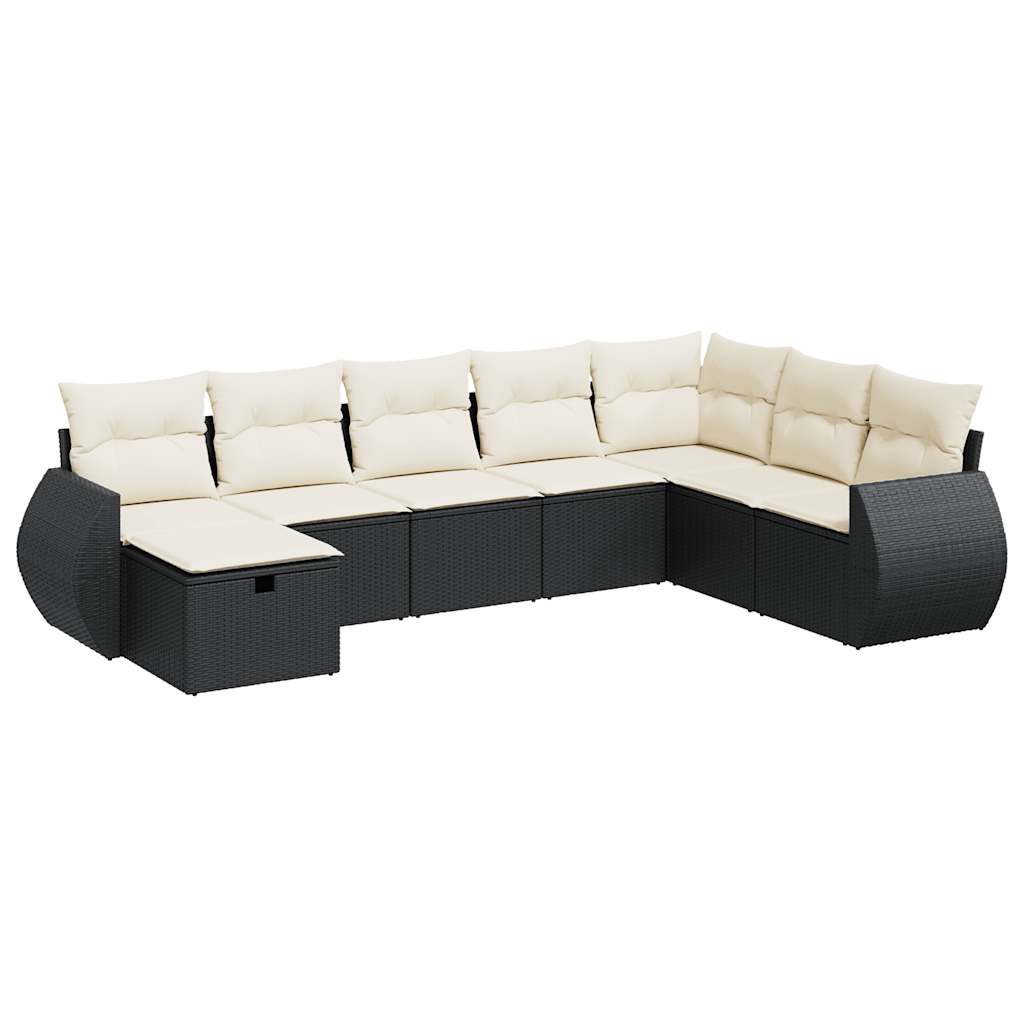 8-delige Loungeset met kussens poly rattan zwart is nu te koop bij PeponiXL, paradijselijk wonen!