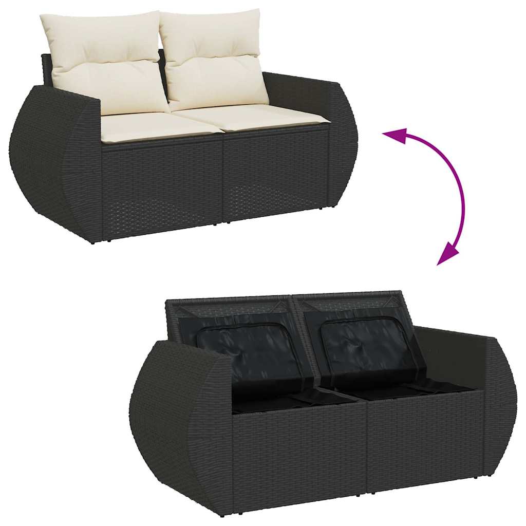 8-delige Loungeset met kussens poly rattan zwart is nu te koop bij PeponiXL, paradijselijk wonen!