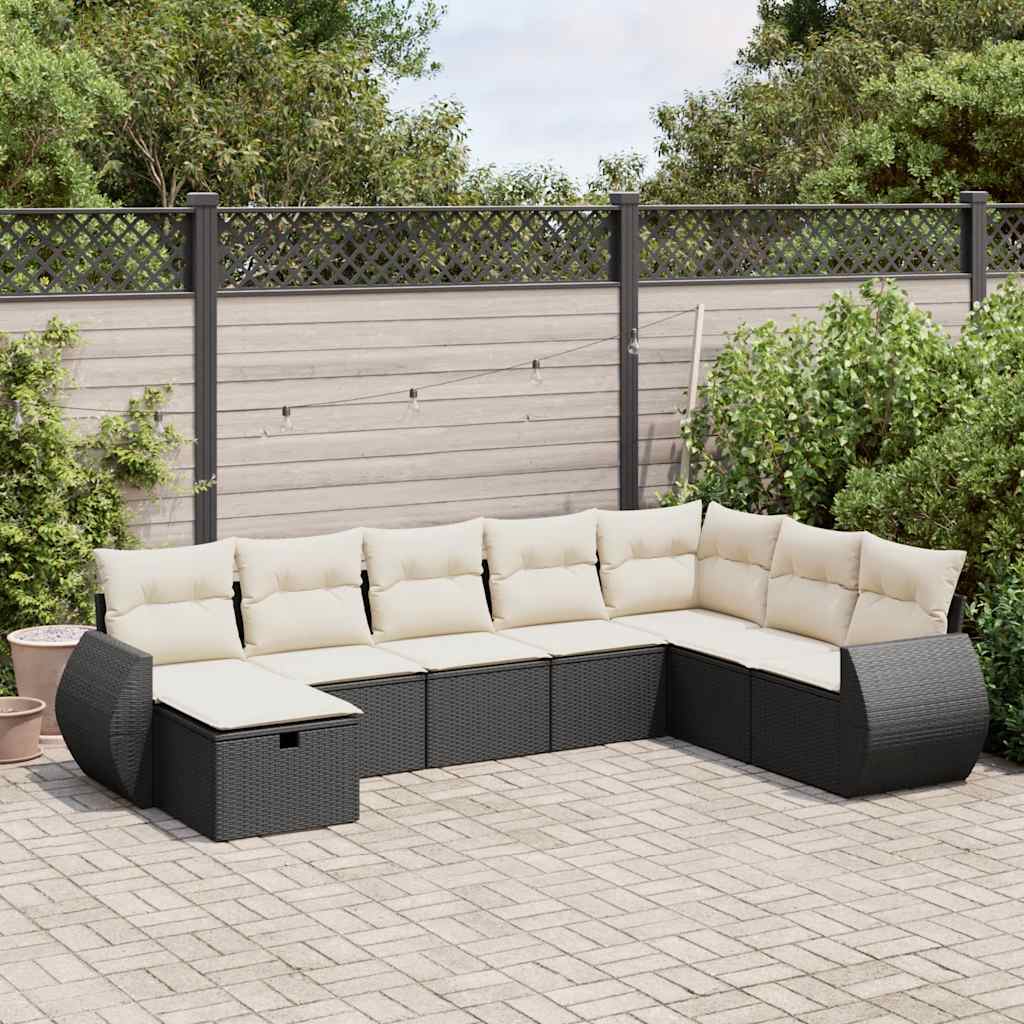 8-delige Loungeset met kussens poly rattan zwart is nu te koop bij PeponiXL, paradijselijk wonen!