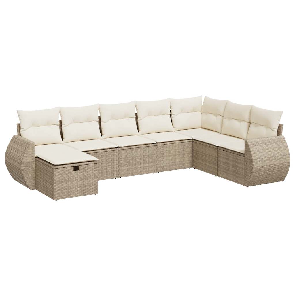 8-delige Loungeset met kussens poly rattan beige is nu te koop bij PeponiXL, paradijselijk wonen!
