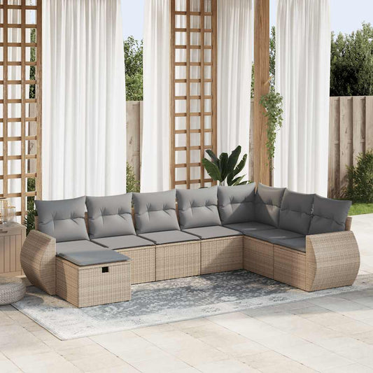 8-delige Loungeset met kussens poly rattan beige is nu te koop bij PeponiXL, paradijselijk wonen!