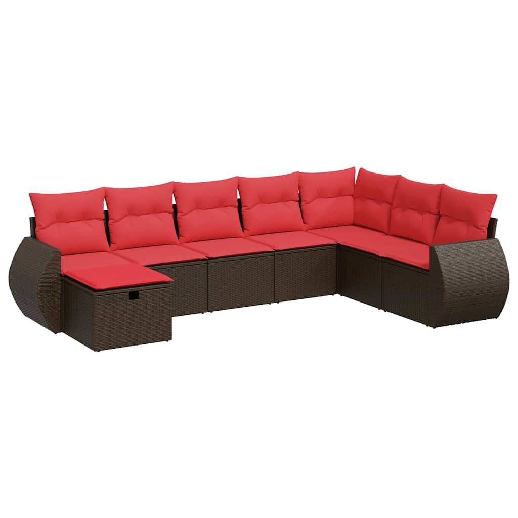 8-delige Loungeset met kussens poly rattan bruin is nu te koop bij PeponiXL, paradijselijk wonen!