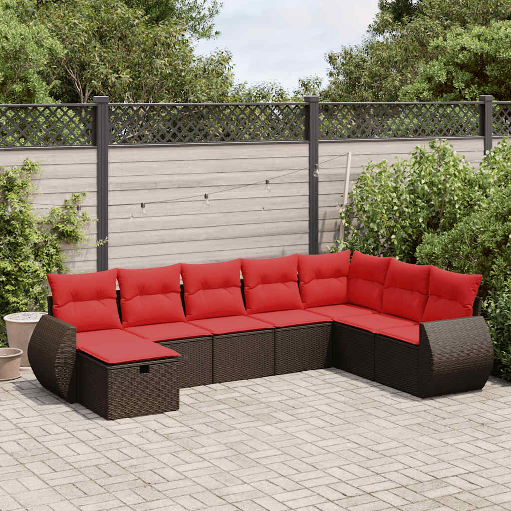 8-delige Loungeset met kussens poly rattan bruin is nu te koop bij PeponiXL, paradijselijk wonen!