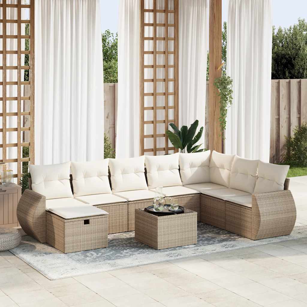 9-delige Loungeset met kussens poly rattan beige is nu te koop bij PeponiXL, paradijselijk wonen!