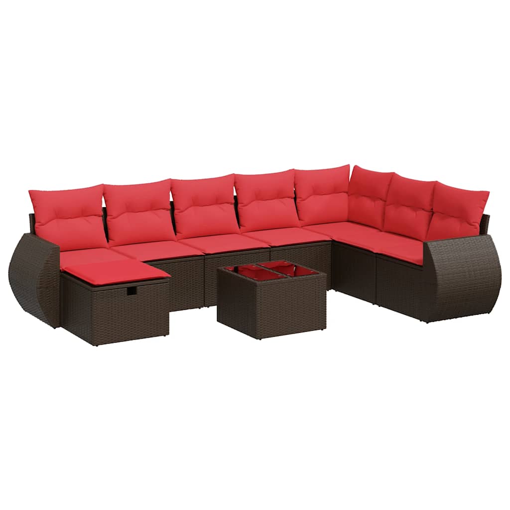 9-delige Loungeset met kussens poly rattan bruin is nu te koop bij PeponiXL, paradijselijk wonen!
