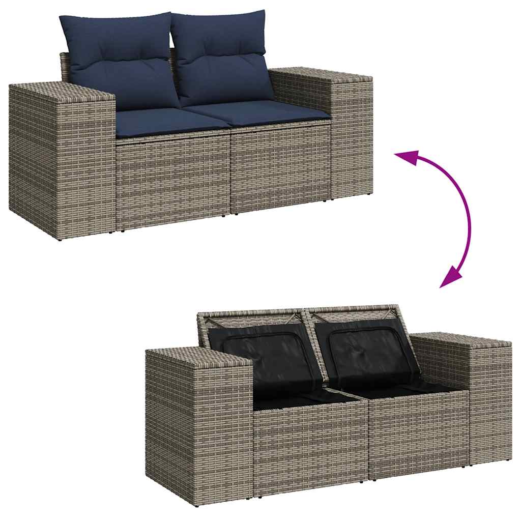 5-delige Loungeset met kussens poly rattan grijs is nu te koop bij PeponiXL, paradijselijk wonen!