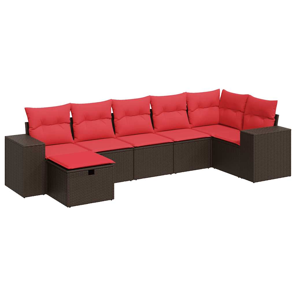 7-delige Loungeset met kussens poly rattan bruin is nu te koop bij PeponiXL, paradijselijk wonen!