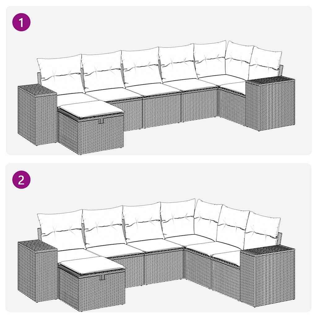 7-delige Loungeset met kussens poly rattan bruin is nu te koop bij PeponiXL, paradijselijk wonen!
