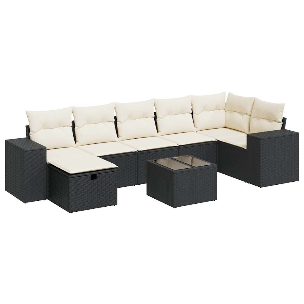 8-delige Loungeset met kussens poly rattan zwart is nu te koop bij PeponiXL, paradijselijk wonen!