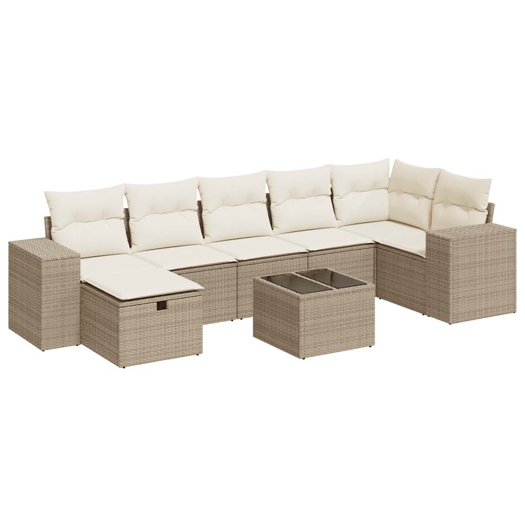 8-delige Loungeset met kussens poly rattan beige is nu te koop bij PeponiXL, paradijselijk wonen!