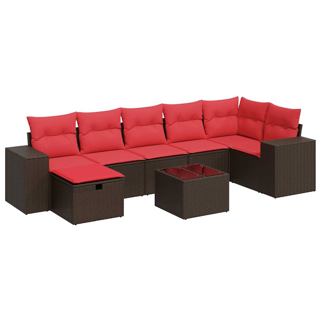 8-delige Loungeset met kussens poly rattan bruin is nu te koop bij PeponiXL, paradijselijk wonen!