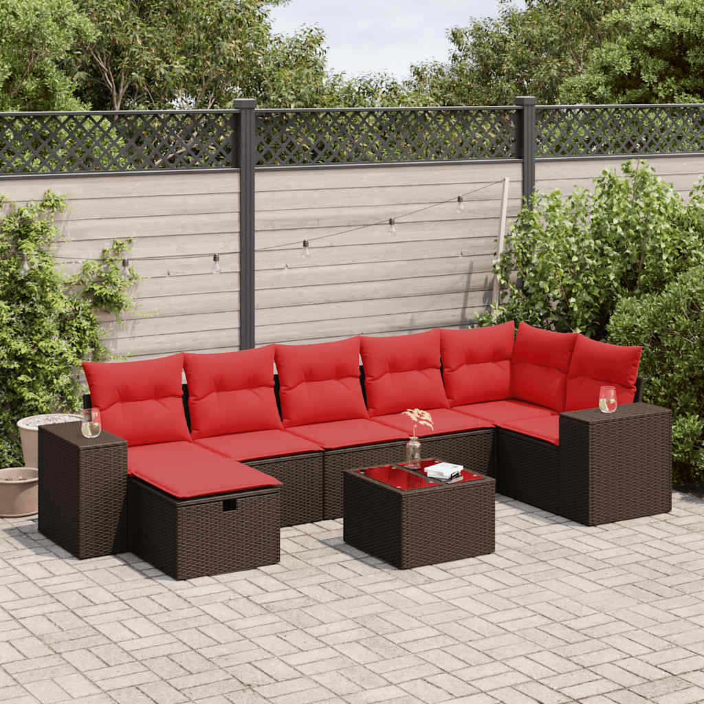 8-delige Loungeset met kussens poly rattan bruin is nu te koop bij PeponiXL, paradijselijk wonen!