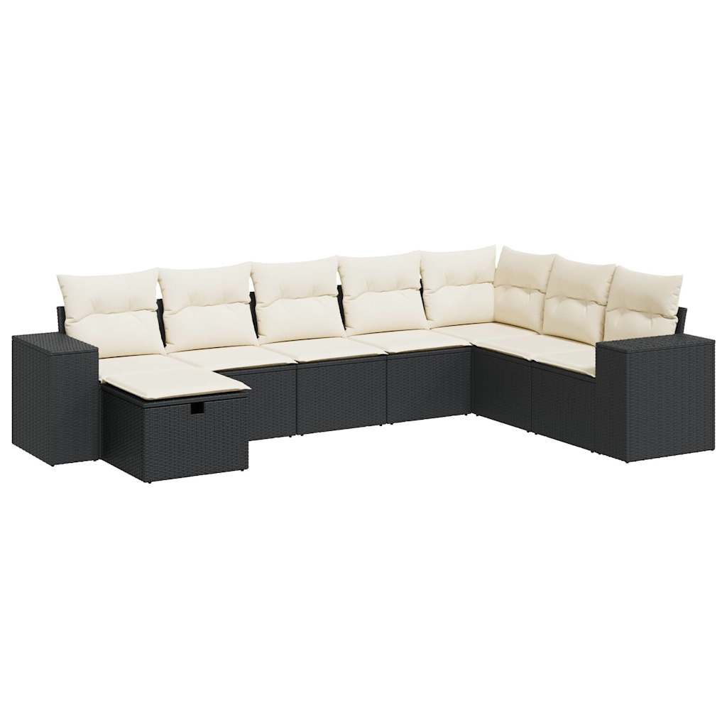 8-delige Loungeset met kussens poly rattan zwart is nu te koop bij PeponiXL, paradijselijk wonen!