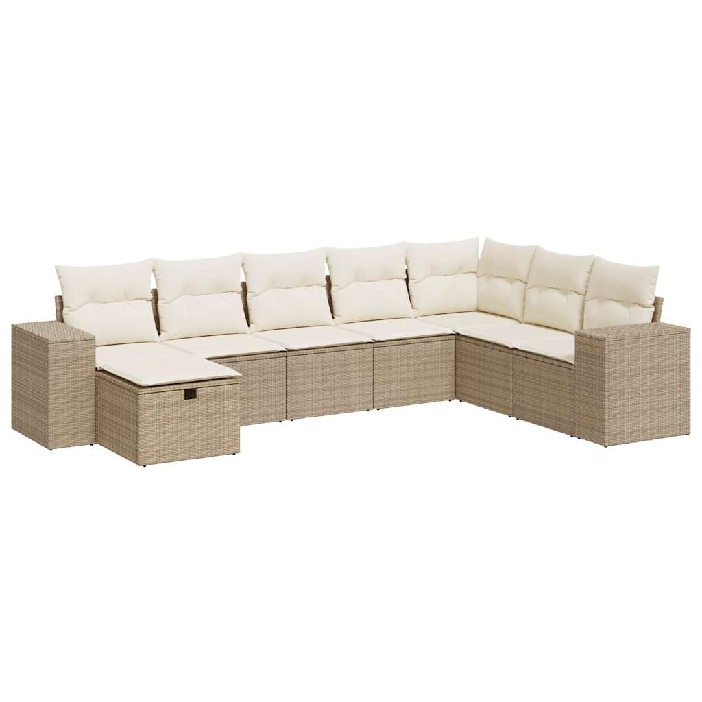 8-delige Loungeset met kussens poly rattan beige is nu te koop bij PeponiXL, paradijselijk wonen!