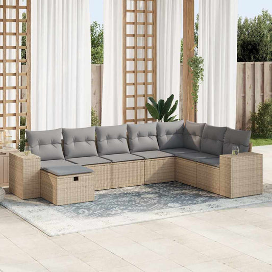 8-delige Loungeset met kussens poly rattan beige is nu te koop bij PeponiXL, paradijselijk wonen!
