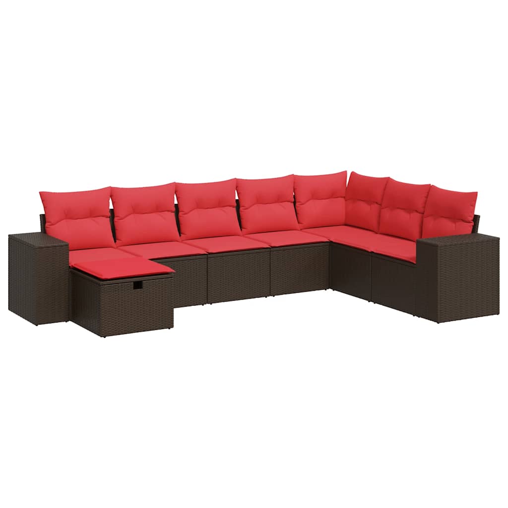 8-delige Loungeset met kussens poly rattan bruin is nu te koop bij PeponiXL, paradijselijk wonen!