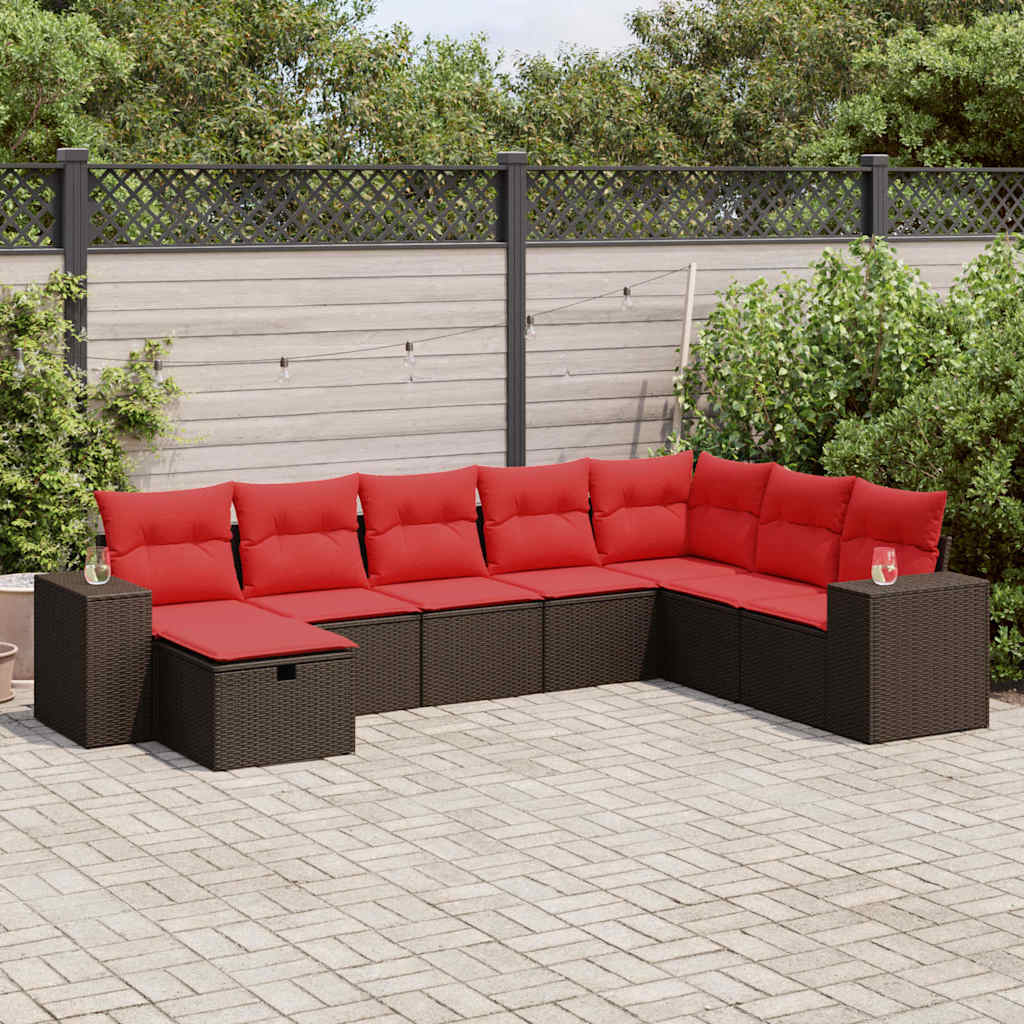 8-delige Loungeset met kussens poly rattan bruin is nu te koop bij PeponiXL, paradijselijk wonen!