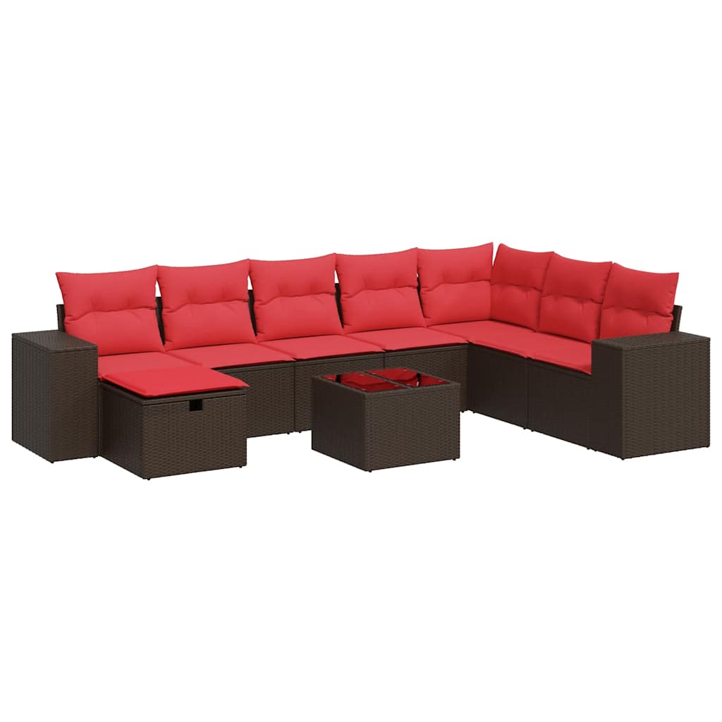 9-delige Loungeset met kussens poly rattan bruin is nu te koop bij PeponiXL, paradijselijk wonen!