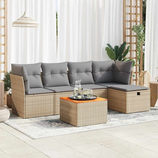 6-delige Loungeset met kussens poly rattan beige is nu te koop bij PeponiXL, paradijselijk wonen!
