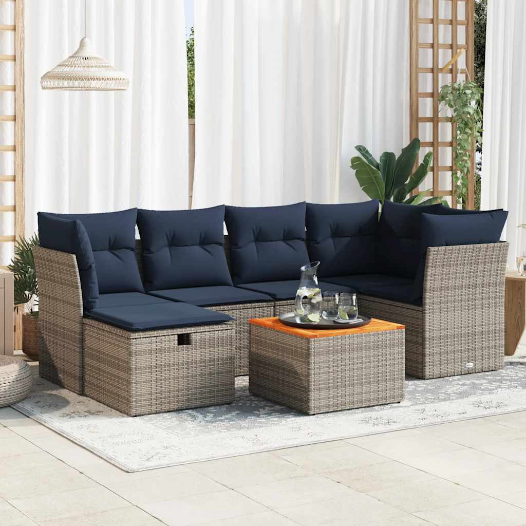 7-delige Loungeset met kussens poly rattan grijs is nu te koop bij PeponiXL, paradijselijk wonen!