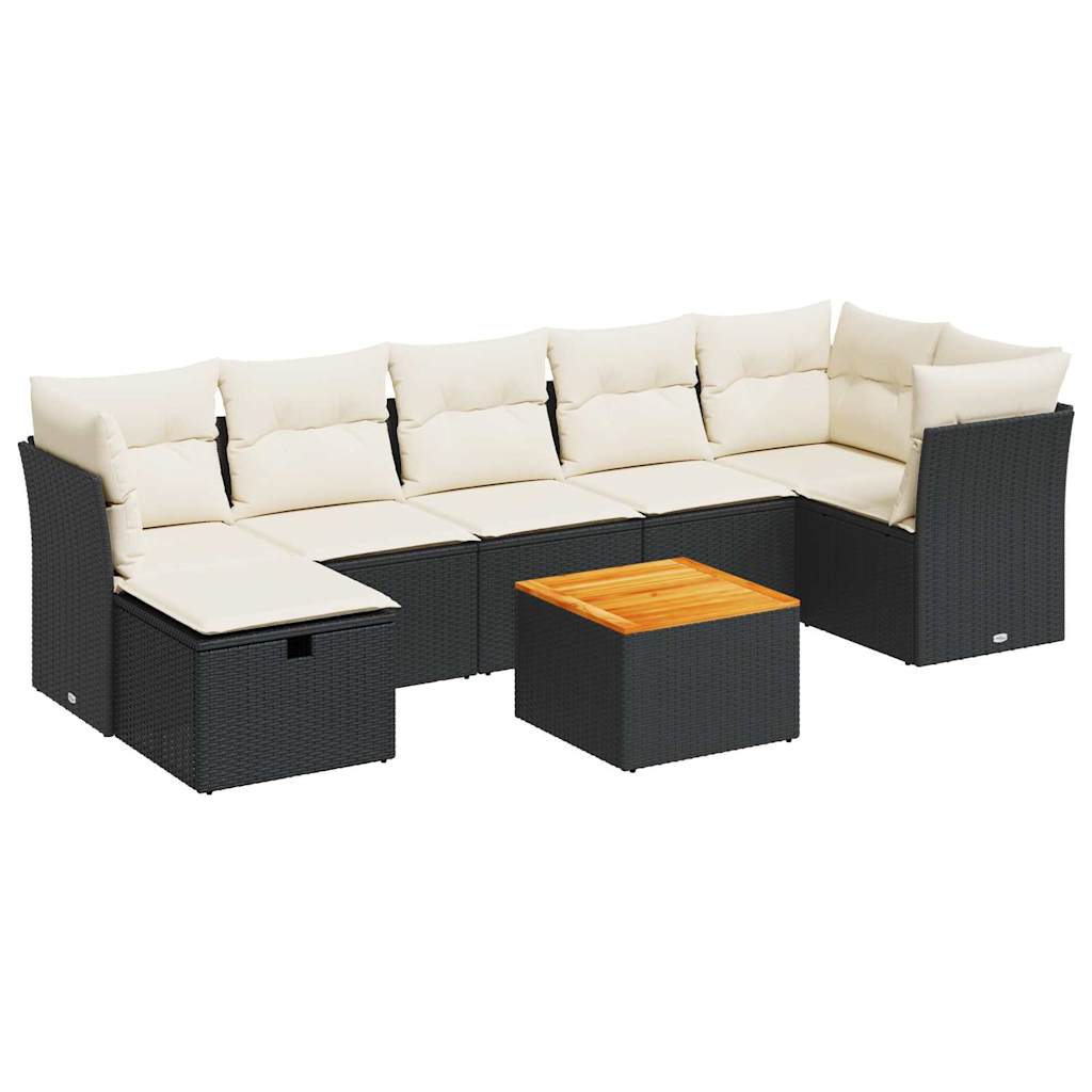 8-delige Loungeset met kussens poly rattan zwart is nu te koop bij PeponiXL, paradijselijk wonen!