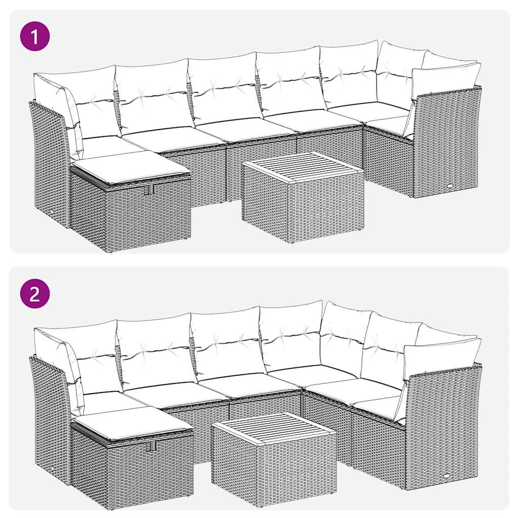 8-delige Loungeset met kussens poly rattan zwart is nu te koop bij PeponiXL, paradijselijk wonen!
