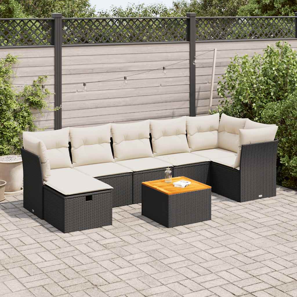 8-delige Loungeset met kussens poly rattan zwart is nu te koop bij PeponiXL, paradijselijk wonen!