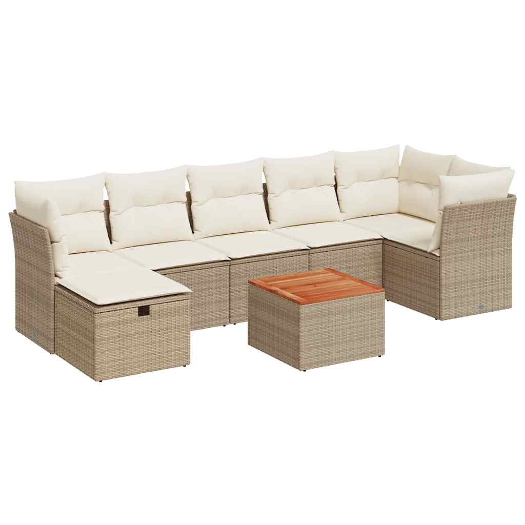 8-delige Loungeset met kussens poly rattan beige is nu te koop bij PeponiXL, paradijselijk wonen!