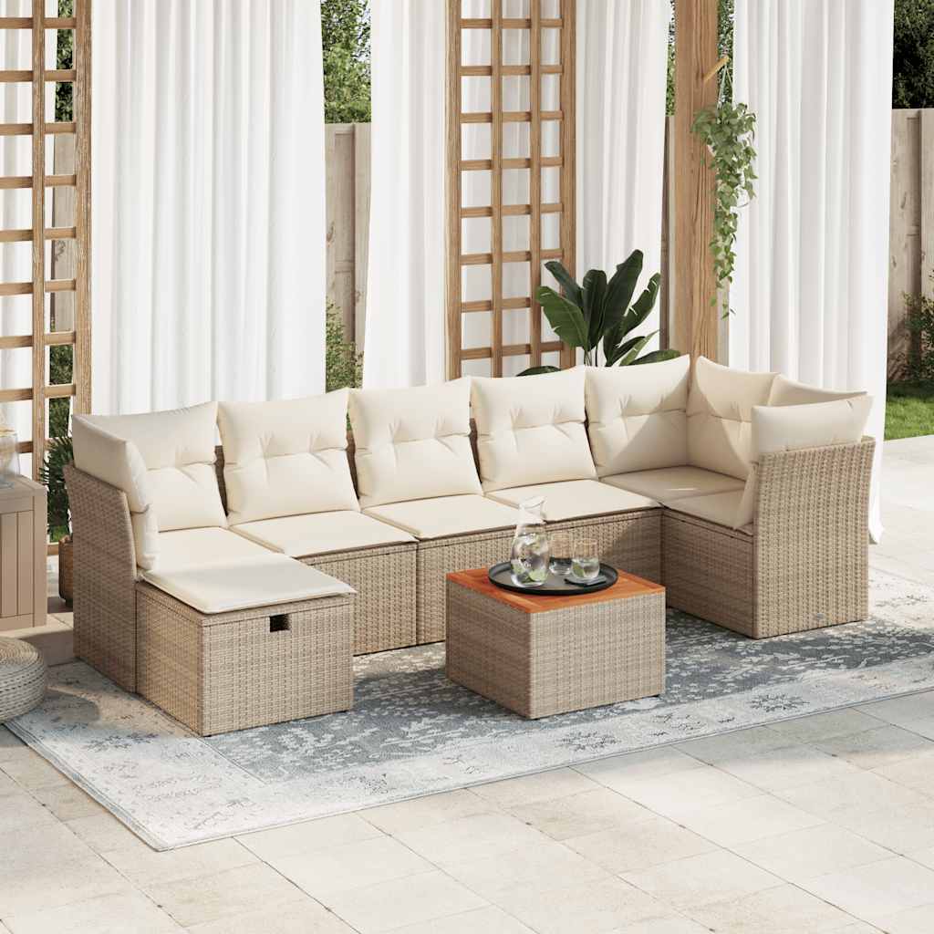8-delige Loungeset met kussens poly rattan beige is nu te koop bij PeponiXL, paradijselijk wonen!