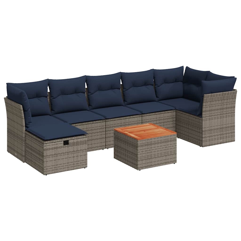 8-delige Loungeset met kussens poly rattan grijs is nu te koop bij PeponiXL, paradijselijk wonen!