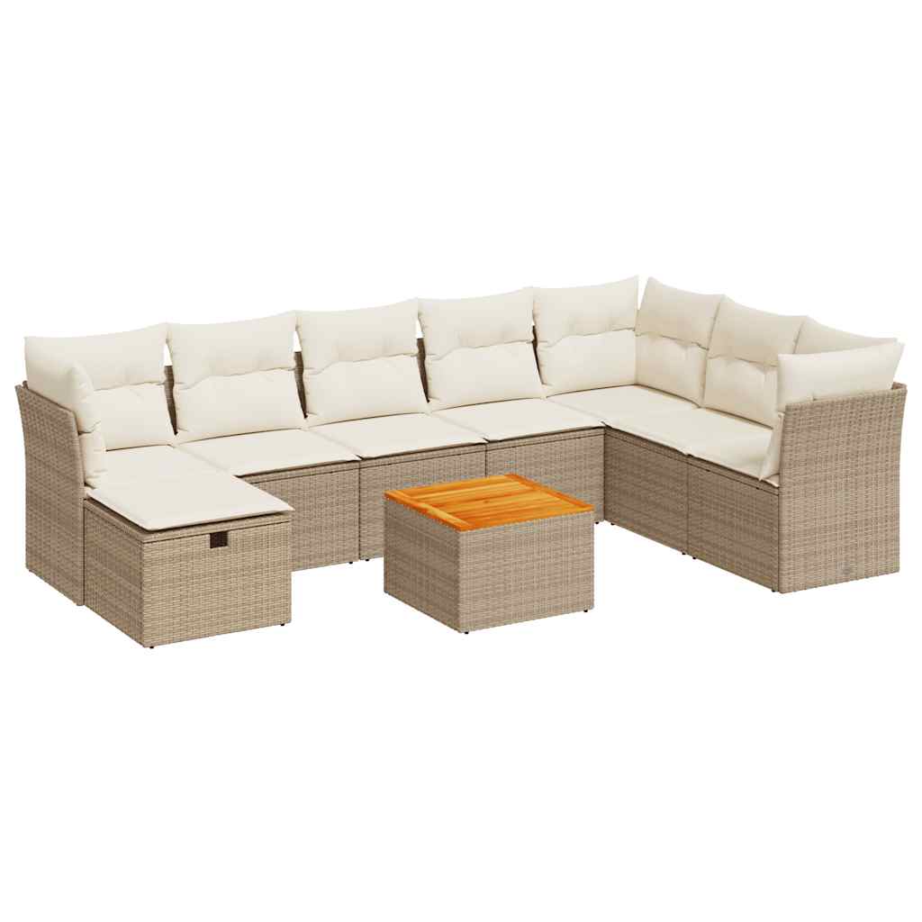 9-delige Loungeset met kussens poly rattan beige is nu te koop bij PeponiXL, paradijselijk wonen!