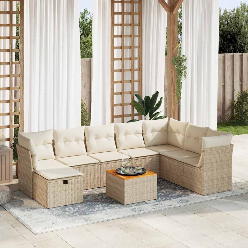 9-delige Loungeset met kussens poly rattan beige is nu te koop bij PeponiXL, paradijselijk wonen!