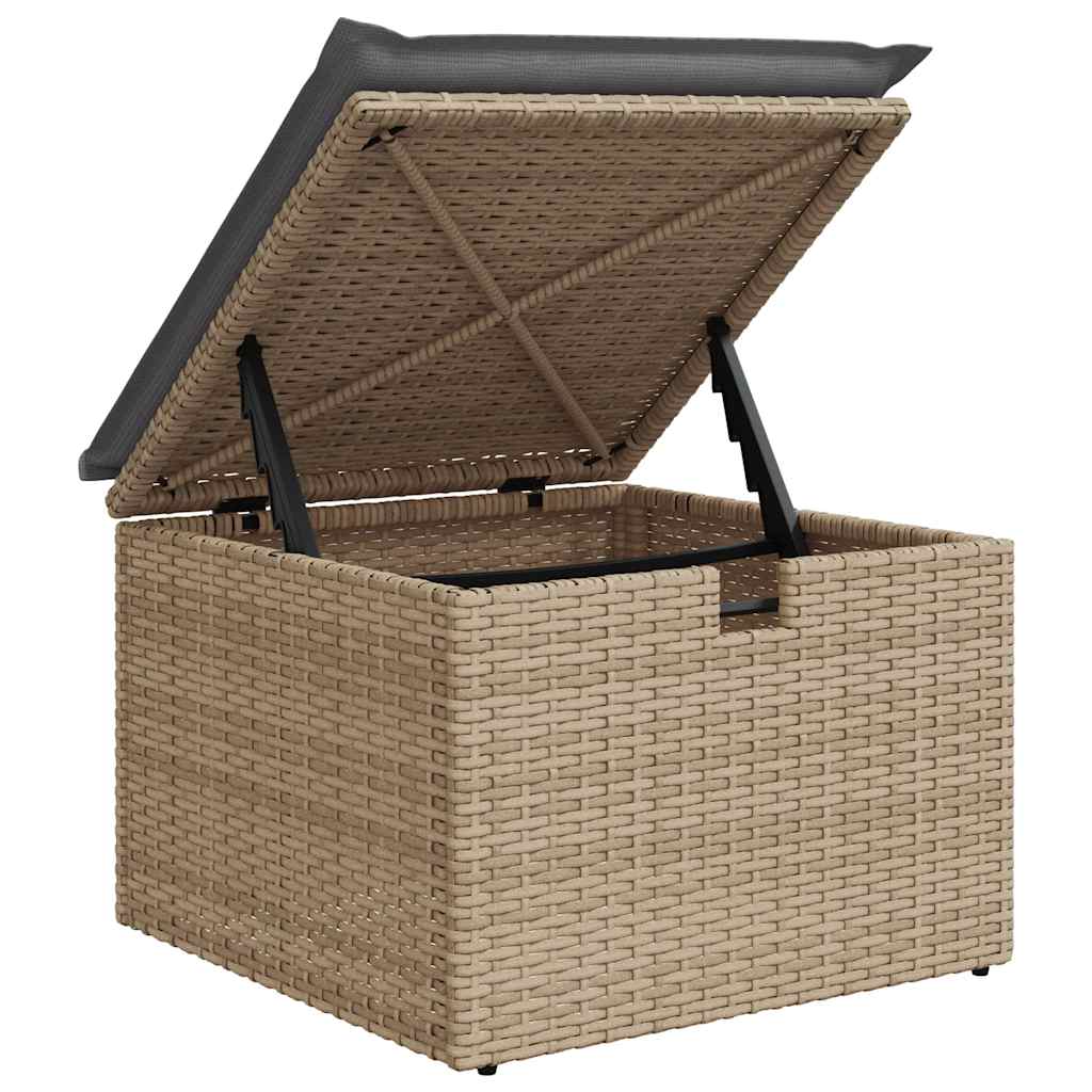 9-delige Loungeset met kussens poly rattan beige