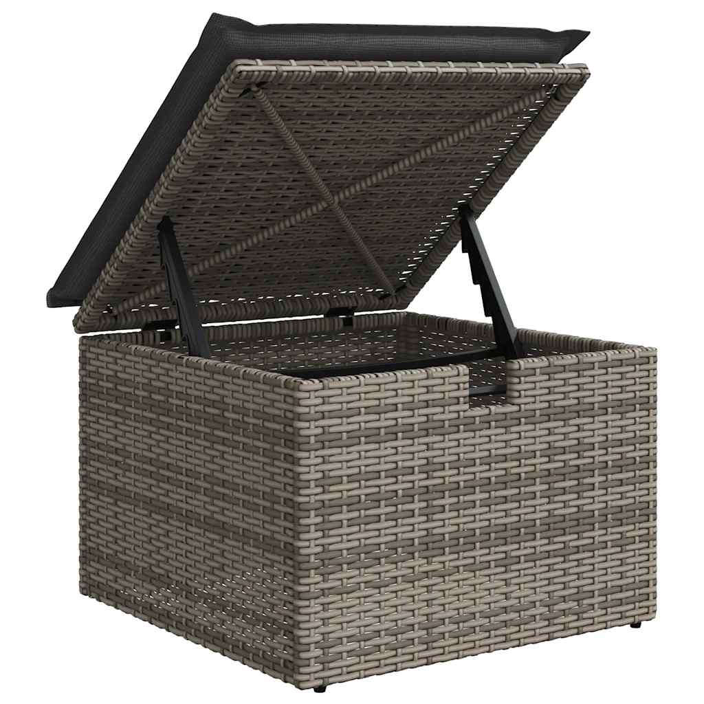 9-delige Loungeset met kussens poly rattan grijs