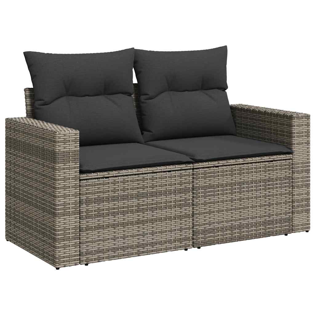 6-delige Loungeset met kussens poly rattan grijs