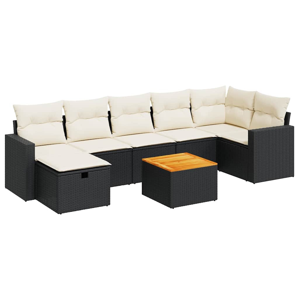 8-delige Loungeset met kussens poly rattan zwart is nu te koop bij PeponiXL, paradijselijk wonen!